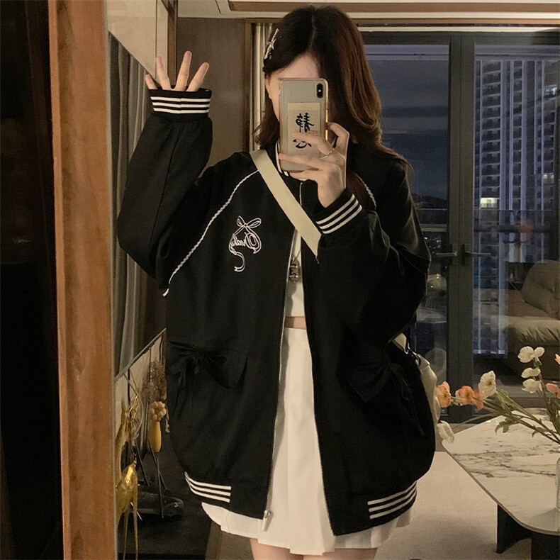 秋季新款黑色棒球服外套美式复古学院风宽松夹克上衣C823-P88,男装夹克,星座911-2(原星座613-2）