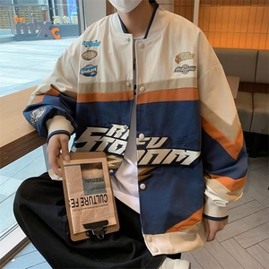 美式潮牌刺绣棒球服上衣男春秋季情侣机车工装夹克外套 W5034-P64图片
