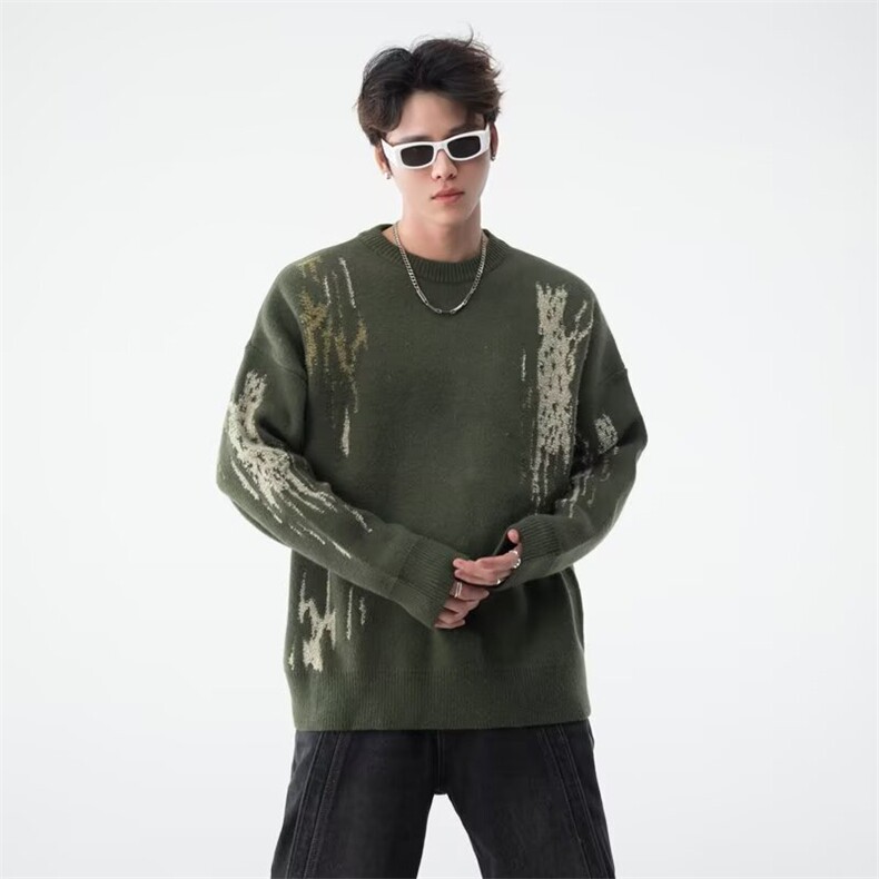 潮牌破坏版毛衣秋冬季宽松外穿高街痞帅小众感情侣针织衫 MC133图片