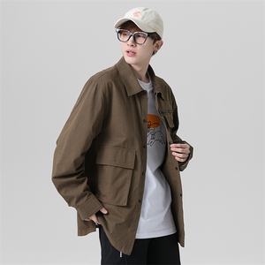 秋季工装衬衫夹克男潮牌多口袋水洗长袖衬衫EL-2510-P65图片