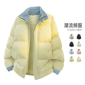 假两件潮流格子棉衣男士冬季休闲潮流百搭保暖外套MY2515-P85图片