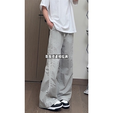 26春款侧边撞线抽绳卫裤街头风宽松高街情侣休闲裤K702TP45，男装休闲裤，电商A102B