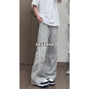 26春款侧边撞线抽绳卫裤街头风宽松高街情侣休闲裤K702TP45图片