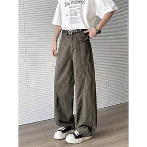 2025新款阔腿裤弯刀宽松工装拖地休闲裤高街痞帅现货K8464-P46