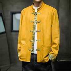 盘扣外套男麂皮绒立领改良汉服刺绣唐装新中式轻风M702/P100，男装民族服装，星座206（原A221）
