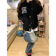 网图有货美式迷宫格民族风贴布字母刺绣棒球夹克男女A1034-P65，男装民族服装，星座1505