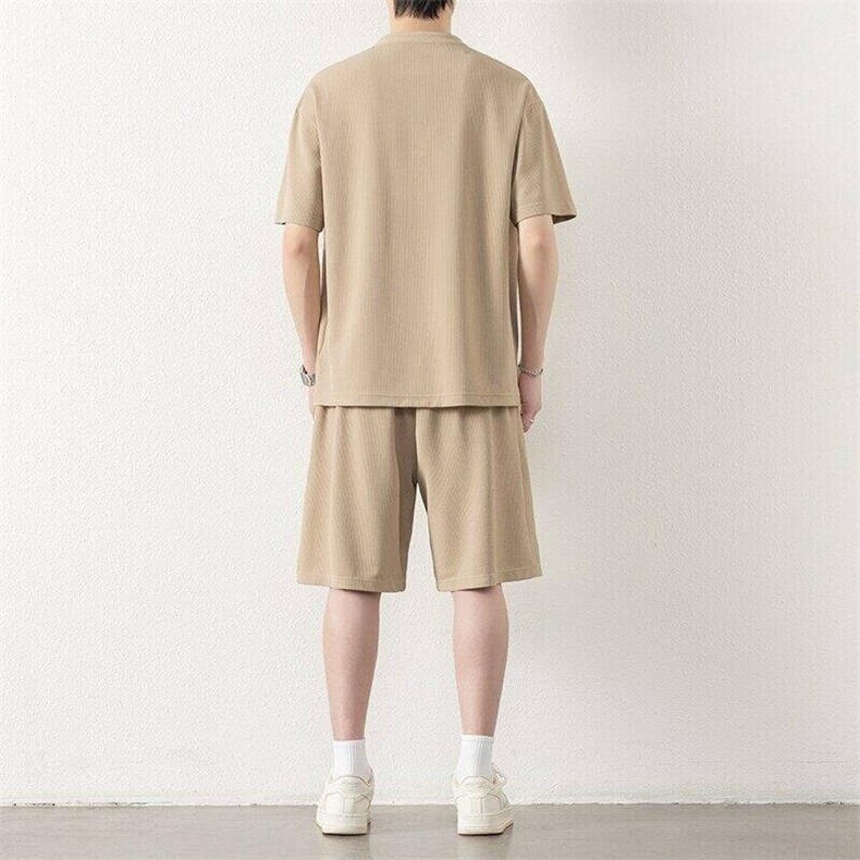 纯色二开TZ25313-特P60短袖T恤男套装夏季学生潮流帅气夏天男装,男装T恤,电商D310B