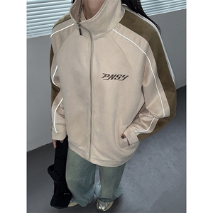 麂皮外套男女同款刺绣宽松潮反光撞色夹克 JK003-P80108图片