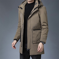 AN9919钱塘2020-3秋冬新款中长款男士连帽保暖羽绒服外套P250，男装羽绒服，钱塘207-3