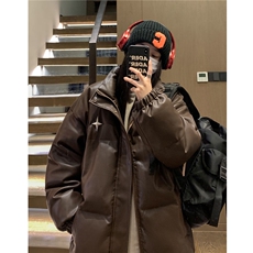 中性风PU皮棉衣情侣装男装立领棉衣宽松棉服冬装外套G1071P128，男装棉衣，电商A339