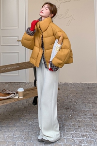 现货 90绒  黄色短款羽绒服  格子拼接  2C206-L88-P300-K438图片