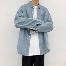 牛仔衬衫男长袖韩版潮流帅气秋季衬衣男dk制服休闲外套CS225-P45，男装衬衫，星座1008