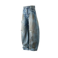 高品质泥染破洞牛仔裤长裤弯刀裤A014-DY25272-P70控98，男装牛仔裤，电商A014
