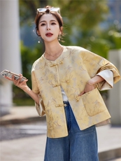 中式2026年春季宽松立体贴袋春秋短外套，女装短外套，靓衣阁