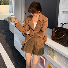 2025新款！麂皮休闲夹克短款秋装外套A18-P145-K198，女装短外套，2D045