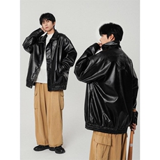 B225-W8634-P126-X158----50TC50PU--双面钢印纯色皮衣棉服，男装皮衣，电商B225