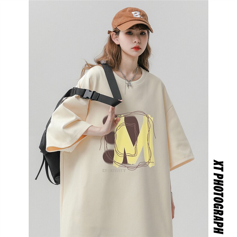 中性风 3D字母M印花纯棉宽松时尚百搭新款短袖T恤T6079P25控38图片