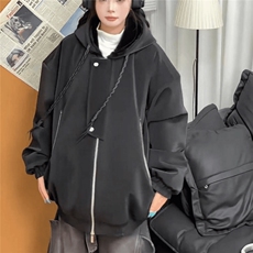 现货高品质美式高街重磅座山雕连帽pu皮棉衣男女加厚毛毛绒冬外套，男装皮衣，电商A443