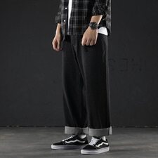 男秋季宽松直筒牛仔裤新款大码帅气休闲裤韩版潮流5063-N200P48，男装牛仔裤，星座304A-1