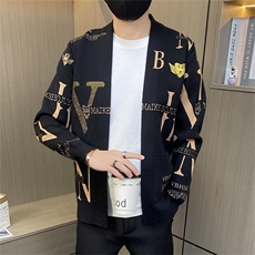 M907-P68社会小伙针织衫外套男秋季新款潮流潮牌痞帅男装休闲，男装针织衫/毛衣，电商D310B-1
