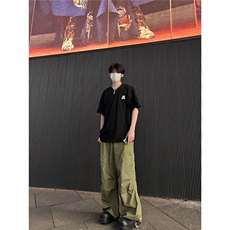 美式复古高街降落伞裤宽松休闲阔腿抽绳工装长裤子潮牌XXG07，男装工装外套，星座208-5