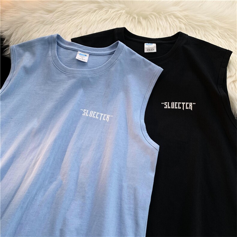 A334-BX02-P28重磅纯棉夏日多巴胺字母印花背心上衣情侣装，男装背心/马甲，电商B339(原A334）