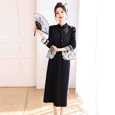 新中式G风改良旗袍套装女2026年春秋新款高级感禅意连衣裙两件套，女装套装/套裙，奕薇雅