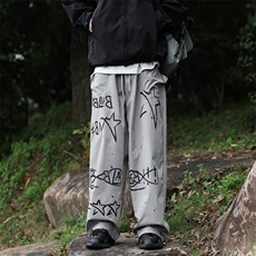 美式复古直筒休闲裤男女宽松阔腿迷彩工装长裤，男装休闲裤，星座716-3