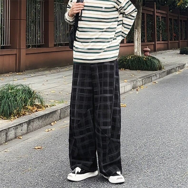 加绒卫裤肌理感格纹休闲裤男2025搭配卫衣毛衣日系裤子1030/P55,男装休闲裤,星座1412-2