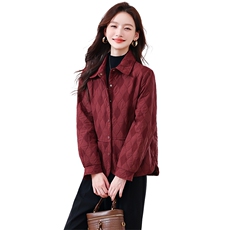 妈妈装菱格夹棉外套女2025秋季新款时尚轻薄气质休闲翻领短款上衣，女装短外套，浙宝281