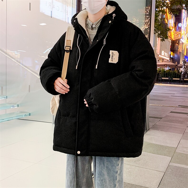 冬季青少年灯芯绒连帽棉衣潮牌羊羔毛加绒加厚棉服外套5305-P85,男装棉衣,电商B306