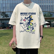 T730大码宽松纯棉运动圆领体恤衫oversize短袖T恤男重磅T，男装T恤，星座304A-1