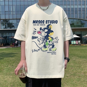 T730大码宽松纯棉运动圆领体恤衫oversize短袖T恤男重磅T图片