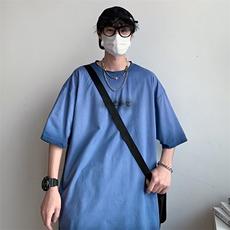新款短袖港风模特潮牌纯棉手感落肩宽松胖子T恤TC3127-P33控48，男装T恤，星座717