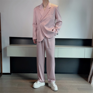 秋季红醋酸潮流轻奢西装男禁欲西服西裤两件套装TZ237-P185图片