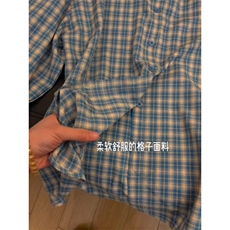 【有货】DC3019-P40好慵懒百搭的感觉撞色日系格纹衬衫女休闲长袖，男装衬衫，星座603-2