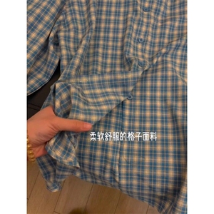 【有货】DC3019-P40好慵懒百搭的感觉撞色日系格纹衬衫女休闲长袖图片