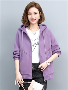 2021冬季新款时尚休闲连帽加绒外套女宽松显瘦保暖上衣图片