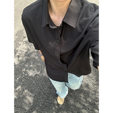 薄款冰丝短袖衬衫男简约纯色垂感休闲痞帅衬衣CS288-P20，男装T恤，星座301C-5