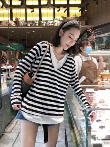 条纹假两件，百搭，其它，一杭