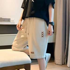 重工刺绣短裤男2024美式重磅300克竖条纹五分裤女-2410-P22-控48图片