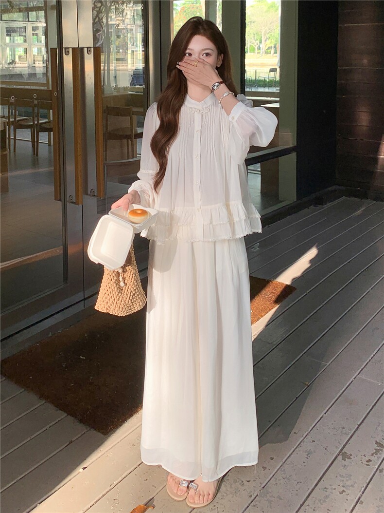 超仙时尚防晒套装女2026春夏新款半透减龄显瘦流行阔腿裙裤两件套,女装套装/套裙,衣秀之家