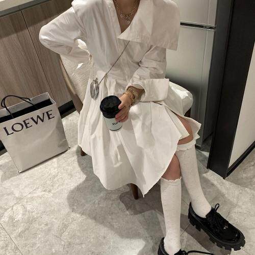 7964不对称领衬衫裙，女装衬衫，XTZ style