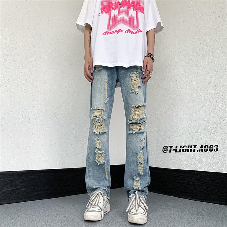 2026夏季美式高街破洞小众牛仔裤货号K725P55,男装牛仔裤,电商A063