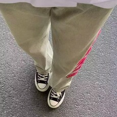 美式高街黄泥色牛仔裤男秋冬新款刺绣潮牌宽松直筒百搭长裤子，男装牛仔裤，星座1210-1