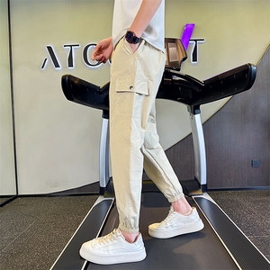 抖音休闲裤男冰感丝光棉薄款弹力工装裤社会小伙XXK2322-P70图片