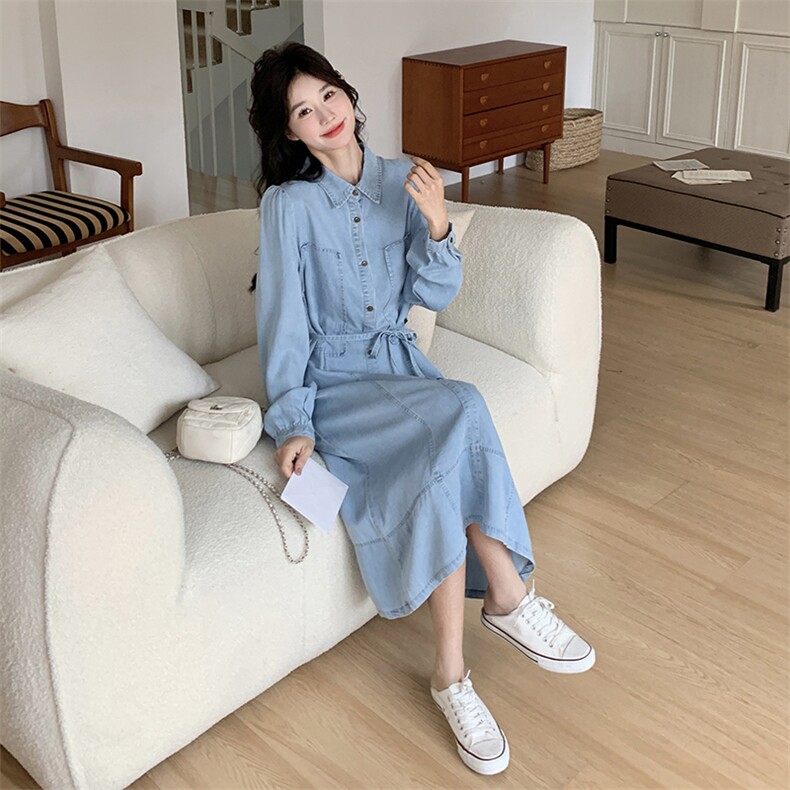 现货-2025年春季新款牛仔连衣裙203P140K218，女装连衣裙，浪娴服饰