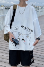 Q11129-P30春夏季七分袖t恤男大码五分袖男短袖中袖，男装T恤，电商A040