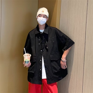 春夏季新款衬衫潮流慵懒男方领衬衫C2031P42图片