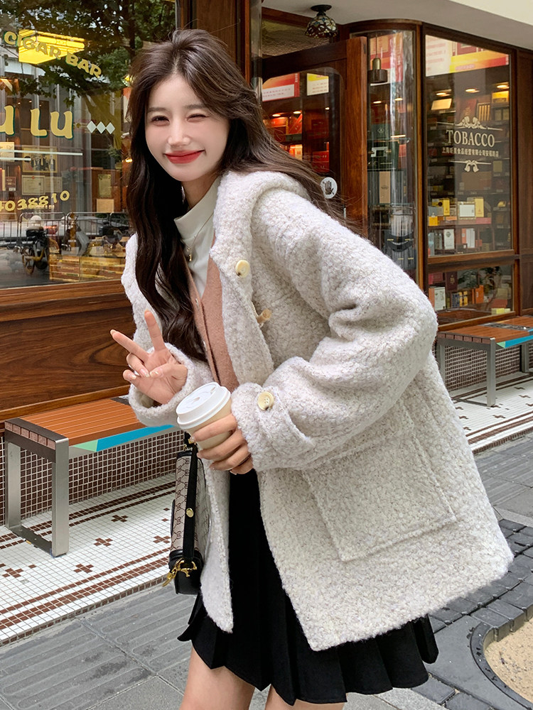 【新款】现货毛呢羊毛牛角扣中长款含羊毛55%，女装毛呢外套，浙宝192（原082）